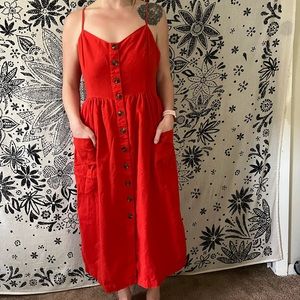 AE Button Front Midi Dress